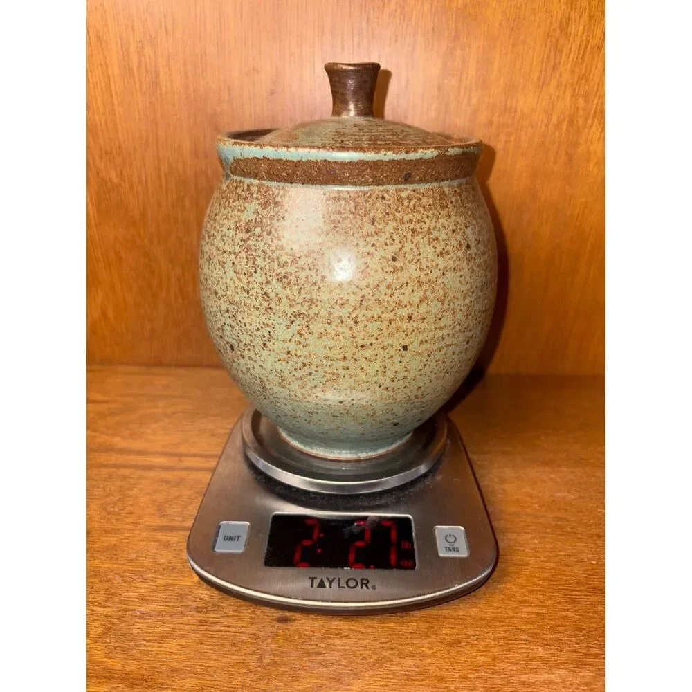 Signed Studio Pottery Lidded Jar Medium Sized Decorative Storage